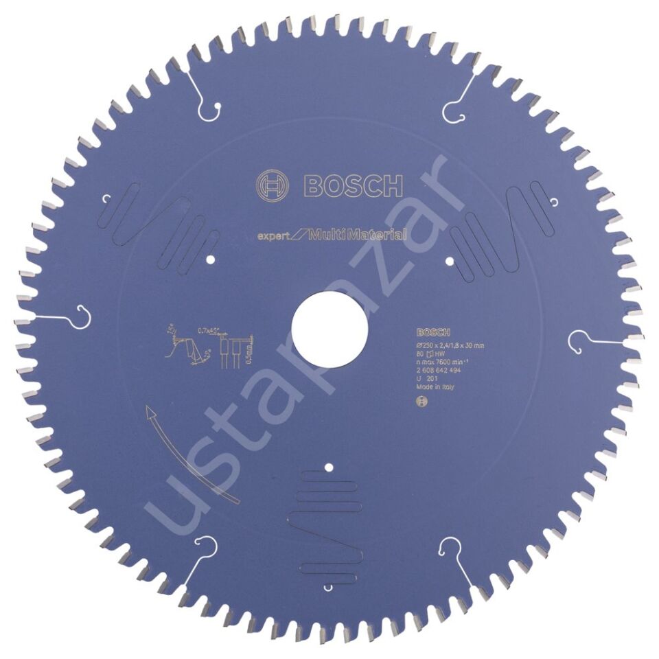 Bosch - Expert Serisi Çoklu Malzeme için Daire Testere Bıçağı 250*30 mm 80 Diş 2608642494