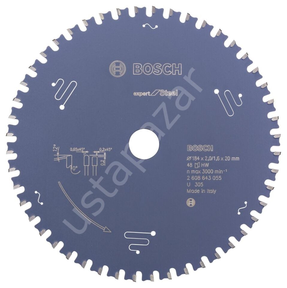 Bosch - Expert Serisi Metal için Daire Testere Bıçağı 184*20 mm 48 Diş 2608643055