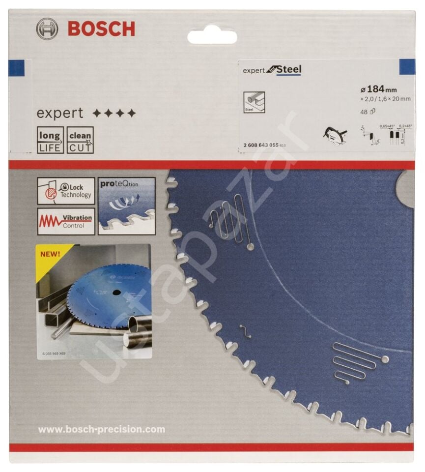 Bosch - Expert Serisi Metal için Daire Testere Bıçağı 184*20 mm 48 Diş 2608643055