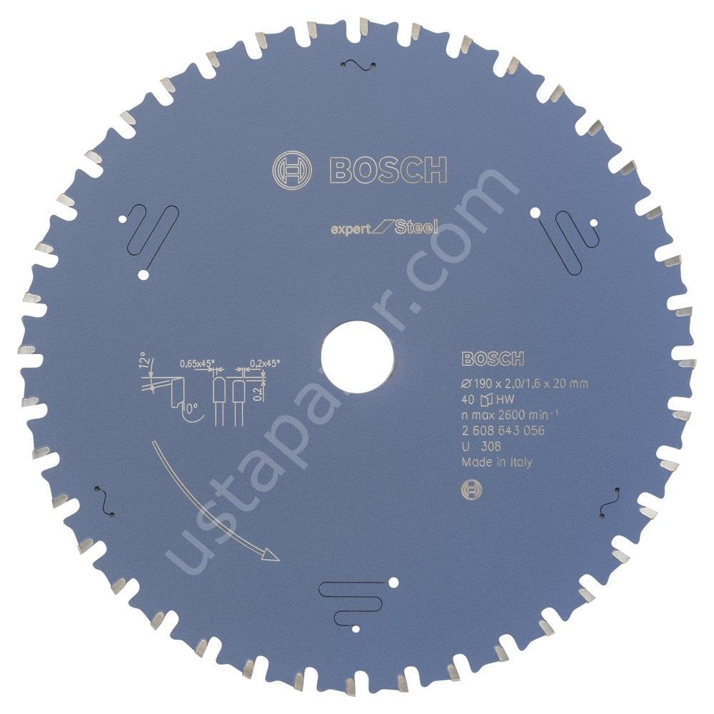 Bosch - Expert Serisi Metal için Daire Testere Bıçağı 190*20 mm 40 Diş 2608643056