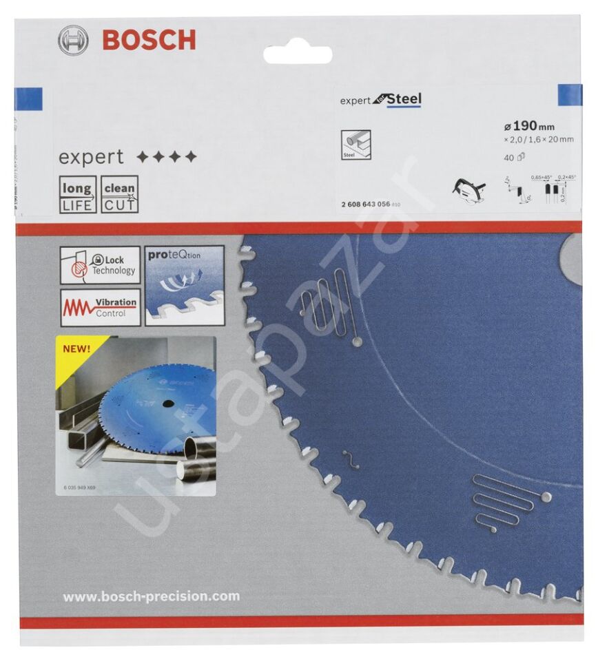 Bosch - Expert Serisi Metal için Daire Testere Bıçağı 190*20 mm 40 Diş 2608643056