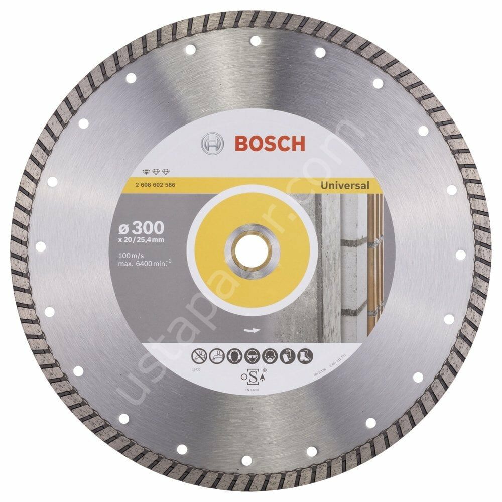 Bosch - Standard Seri Genel Yapı Malzemeleri İçin Turbo Segman Elmas Kesme Diski 300 mm 2608602586