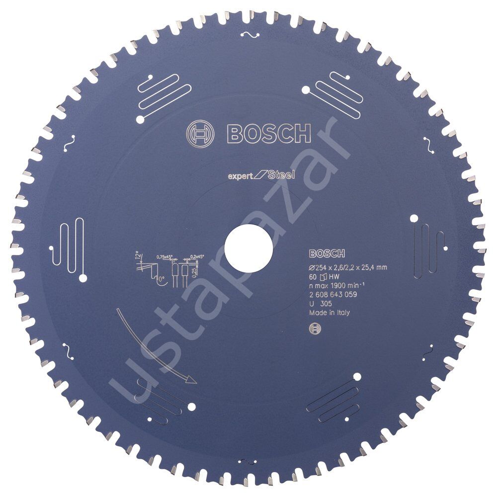 Bosch - Expert Serisi Metal için Daire Testere Bıçağı 254*25,40 mm 60 Diş 2608643059