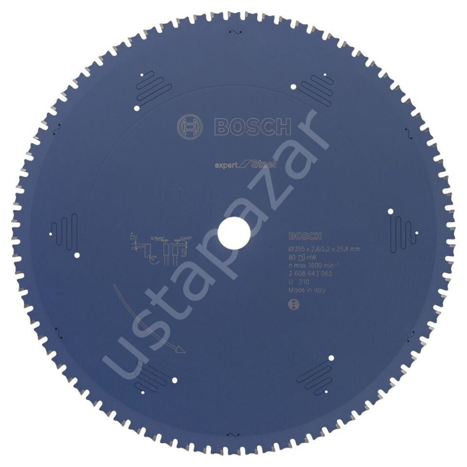 Bosch - Expert Serisi Metal için Daire Testere Bıçağı 355*25,40 mm 80 Diş 2608643062
