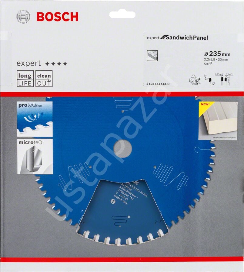 Bosch - Expert Serisi Çelik Levhalı Sandviç Panelleri için Daire Testere Bıçağı 235*30 mm 50 Diş 2608644143
