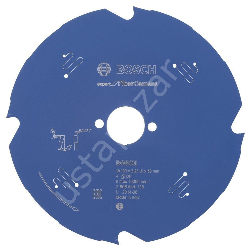 Bosch - Expert Serisi Lifli Çimento Ve Alçıpan için Daire Testere Bıçağı 190*30 mm 4 Diş 2608644125