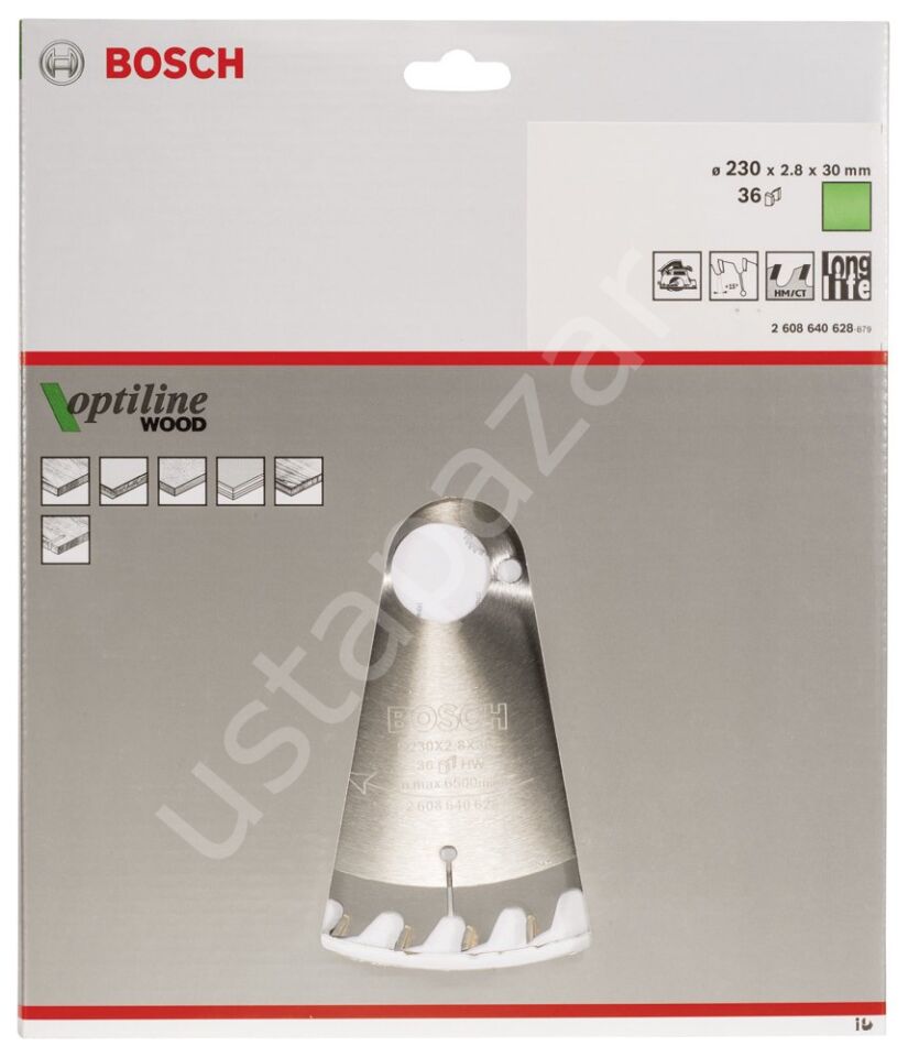 Bosch - Optiline Serisi Ahşap için Daire Testere Bıçağı 230*30 mm 36 Diş 2608640628
