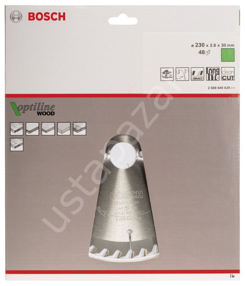 Bosch - Optiline Serisi Ahşap için Daire Testere Bıçağı 230*30 mm 48 Diş 2608640629