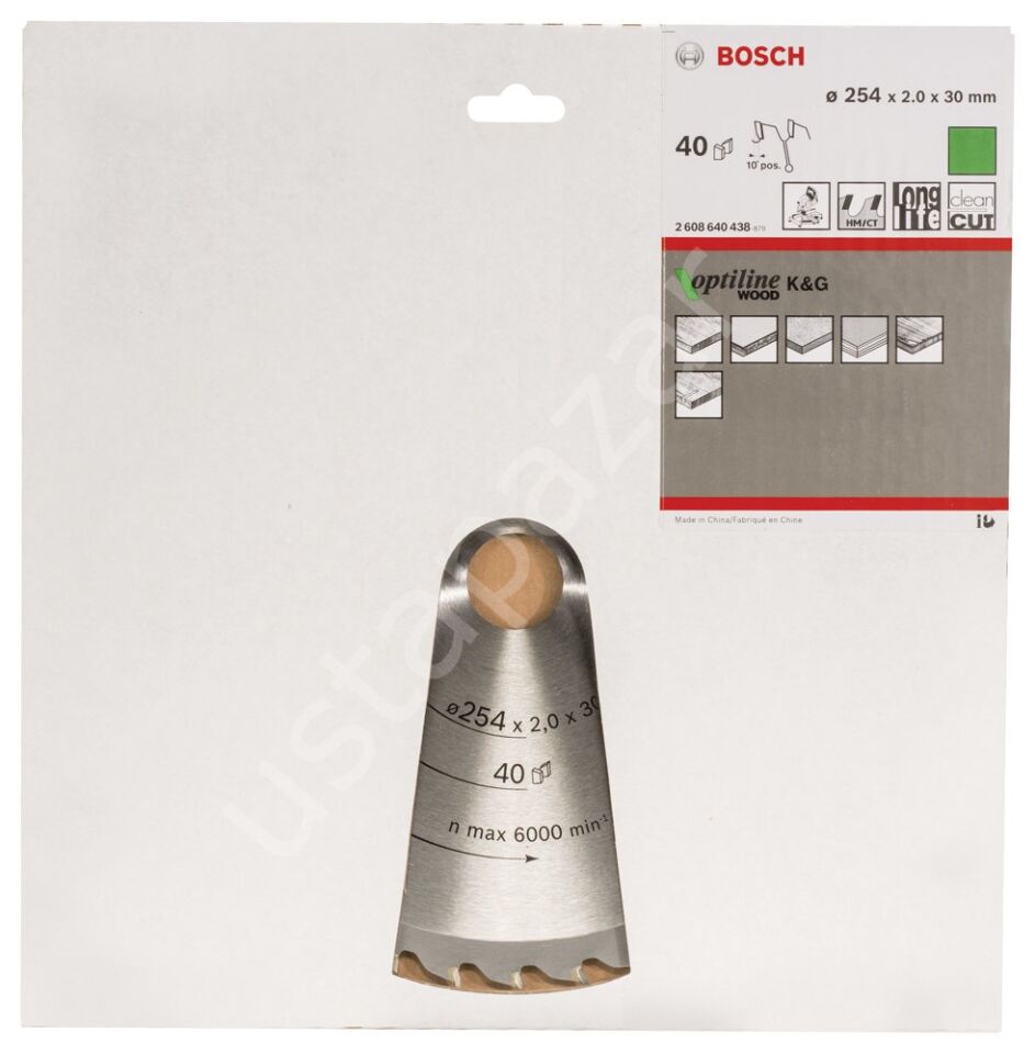 Bosch - Optiline Serisi Ahşap için Daire Testere Bıçağı 254*30 mm 40 Diş 2608640438