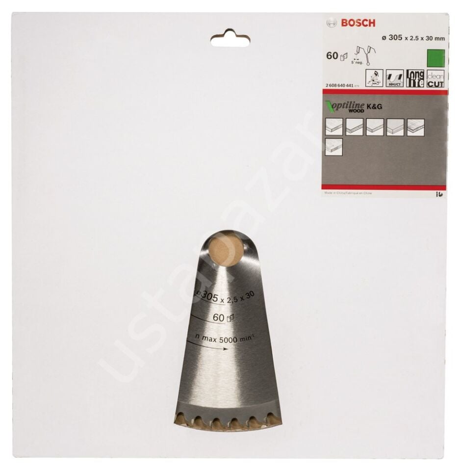 Bosch - Optiline Serisi Ahşap için Daire Testere Bıçağı 305*30 mm 60 Diş 2608640441