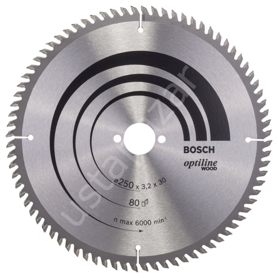 Bosch - Optiline Serisi Ahşap için Daire Testere Bıçağı 250*30 mm 80 Diş 2608640660
