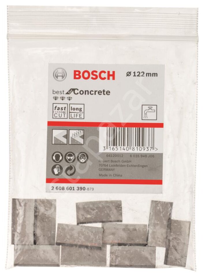 Bosch - Best Serisi Elmas Sulu Karot Uç Segmanı 122 mm İçin 10 Parça 2608601390