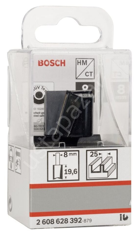 Bosch - Standard Seri Ahşap İçin Çift Oluklu, Sert Metal Düz Freze Ucu 8*25*51mm 2608628392