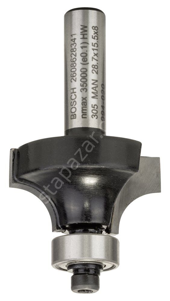 Bosch - Standard Seri Ahşap İçin Çift Oluklu, Sert Metal Bilya Yataklı Yuvarlama Frezesi 8*8*53 mm 2608628341
