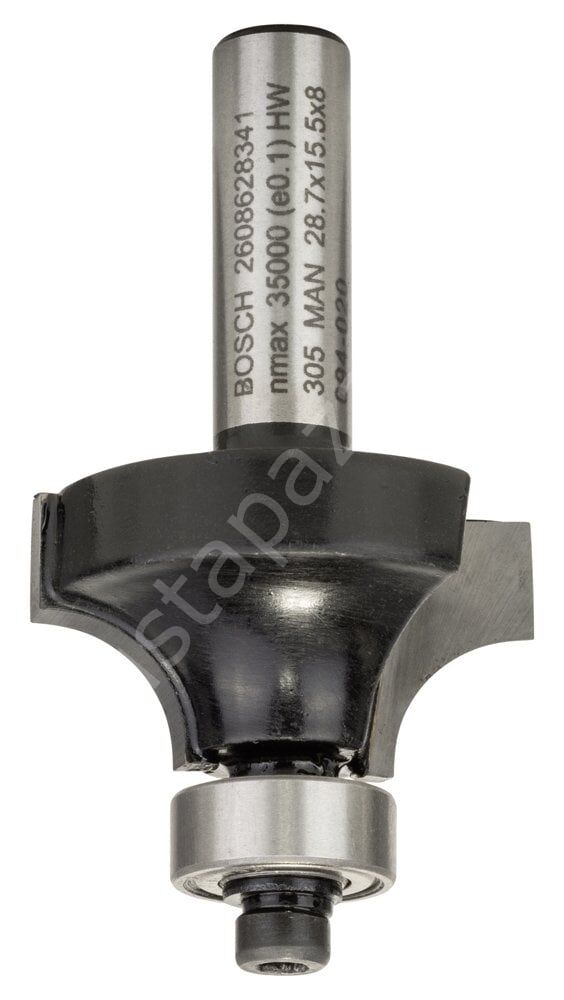 Bosch - Standard Seri Ahşap İçin Çift Oluklu, Sert Metal Bilya Yataklı Yuvarlama Frezesi 8*8*53 mm 2608628341