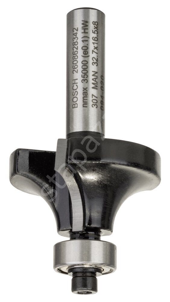 Bosch - Standard Seri Ahşap İçin Çift Oluklu, Sert Metal Bilya Yataklı Yuvarlama Frezesi 8*10*57 mm 2608628342