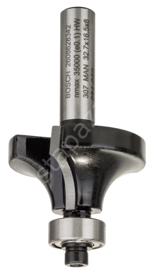 Bosch - Standard Seri Ahşap İçin Çift Oluklu, Sert Metal Bilya Yataklı Yuvarlama Frezesi 8*10*57 mm 2608628342