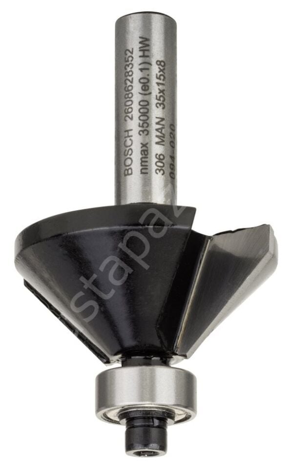 Bosch - Standard Seri Ahşap İçin Çift Oluklu, Sert Metal Bilya Yataklı Pah Açma Frezesi 8*11*45 mm 2608628352