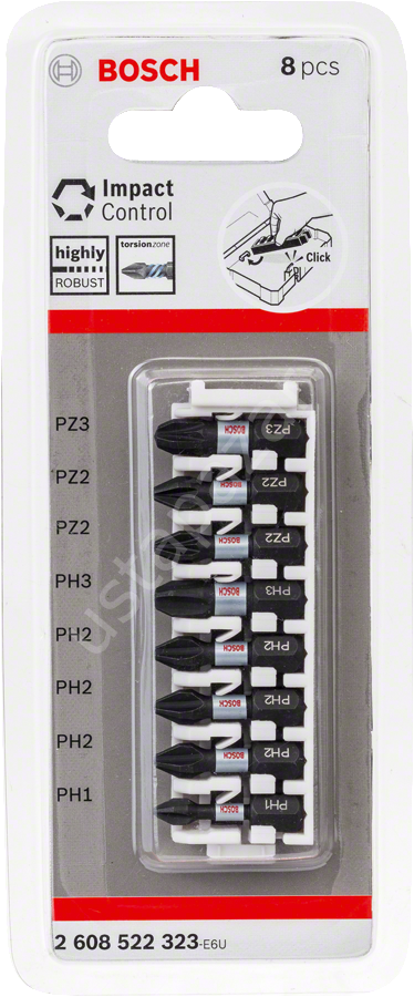 Bosch - Impact Control Serisi Vidalama Ucu 8'li T15/T20x2/T25x2/T30x2/T40 *25mm 2608522322