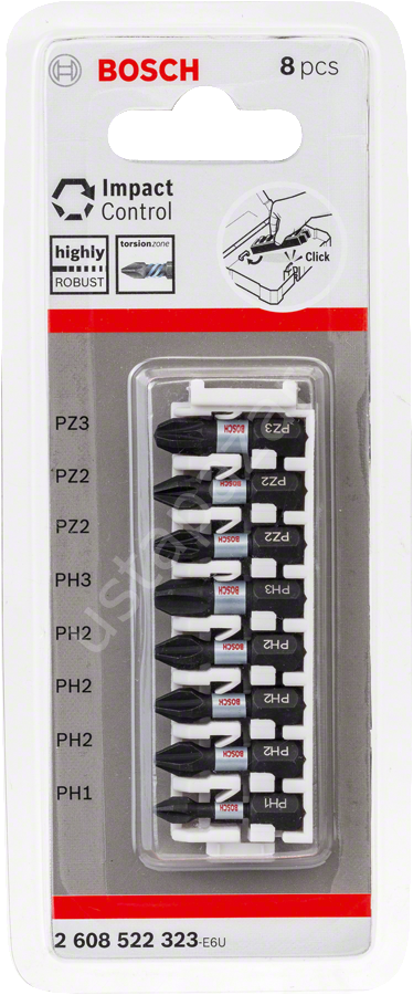 Bosch - Impact Control Serisi Vidalama Ucu 8'li T15/T20x2/T25x2/T30x2/T40 *25mm 2608522322
