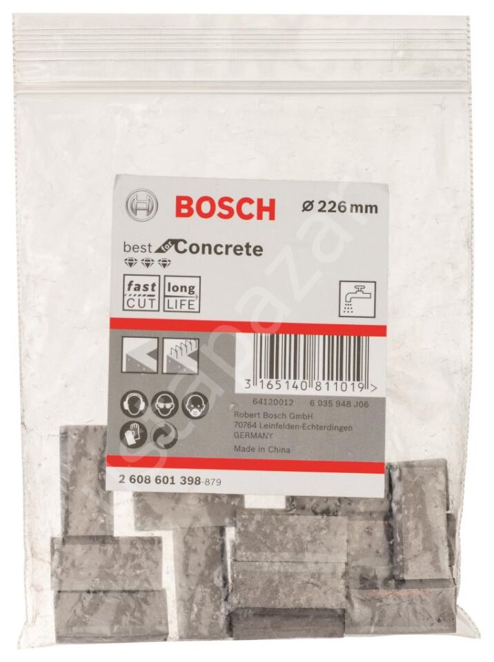 Bosch - Best Serisi Elmas Sulu Karot Uç Segmanı 226 mm İçin 15 Parça 2608601398