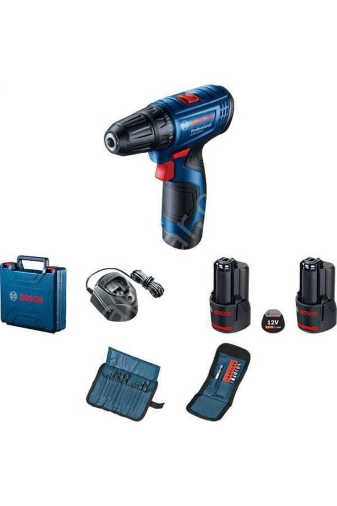 Bosch Professional GSR 120-LI 2Ah Çift Akülü Vidalama Makinesi + 23 Parça Set - 06019G8002