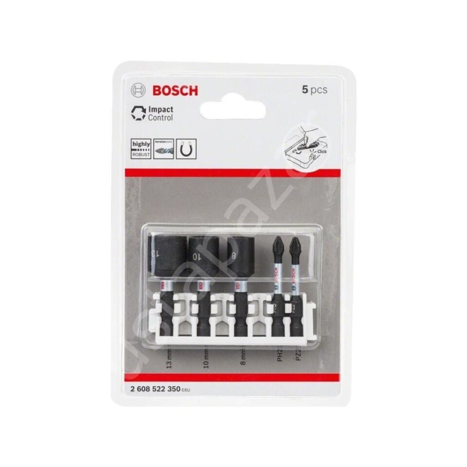 - Impact Control Serisi 5'li Lokma ve Uç Seti 8/10/13 mm Ph2/pz2 *50MM