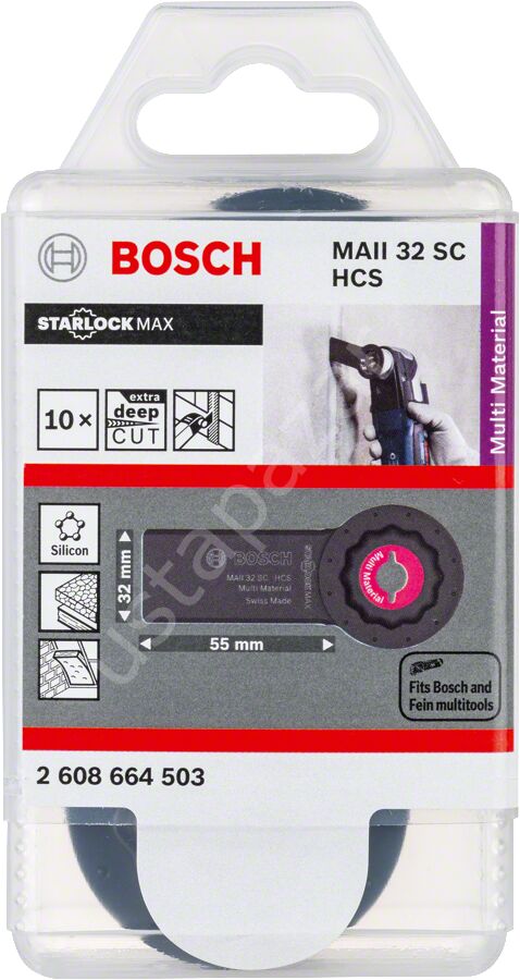 Bosch - Starlock Max - MAII 32 SC - HCS Üniversal Derz ve Macun Kesici Testere Bıçağı (Japon Bıcagı) 10'lu 2608664503