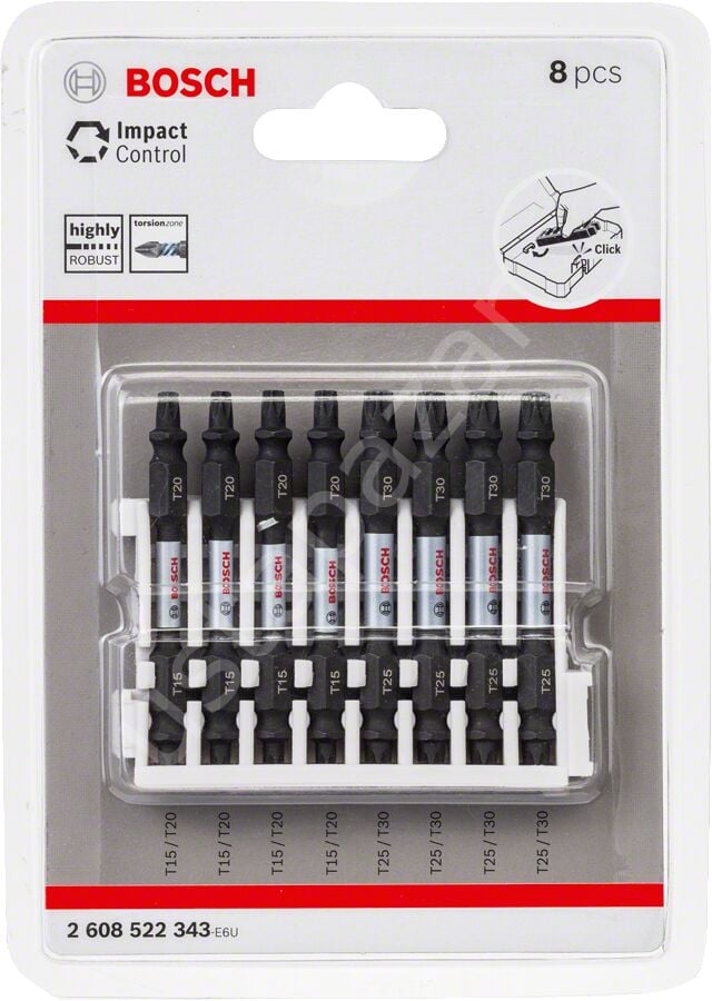 Bosch - Impact Control Serisi Çift Taraflı Vidalama Ucu 8'li T15/20x4 T25/30x4 *65mm 2608522343