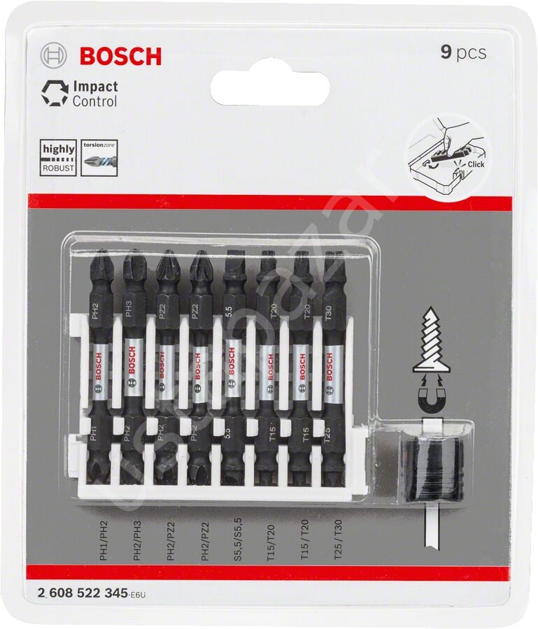 Bosch - Impact Control Serisi Çift Taraflı Vidalama Ucu 9'lu Set *65mm 2608522345