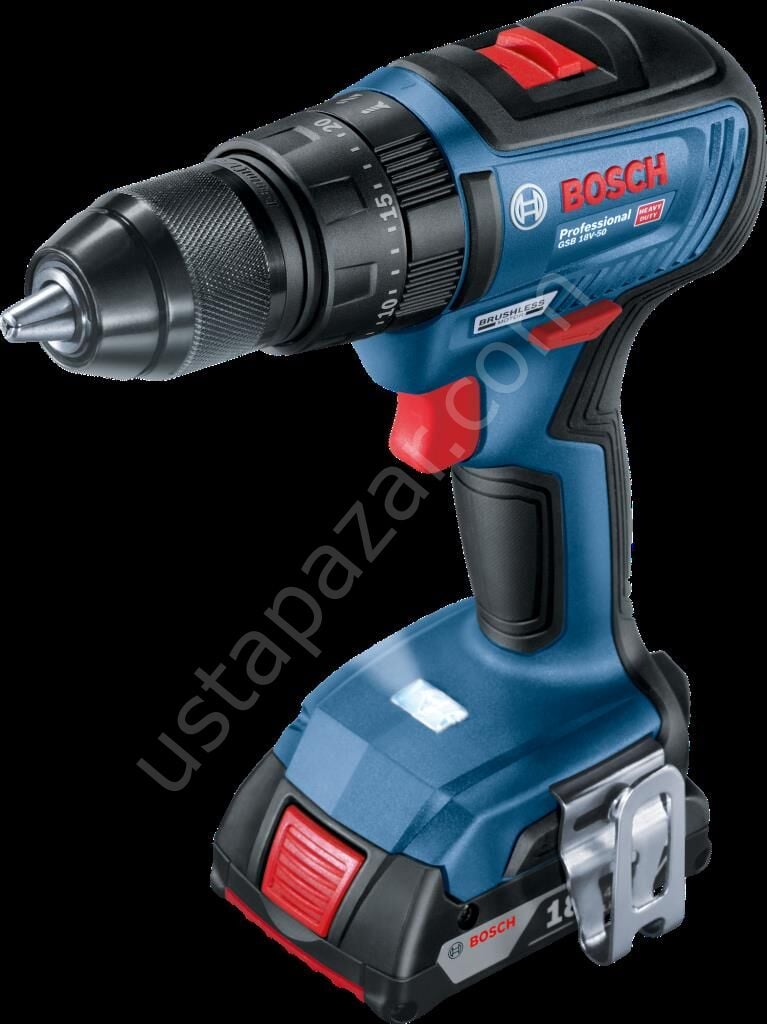 Bosch Professional GSB 18V-50 Çift Akülü 2 Ah Darbeli Vidalama Makinesi 06019H5100