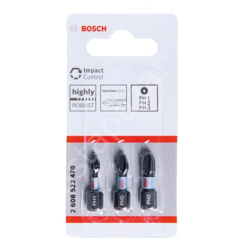 Impact Yıldız Bits Uç PH1/2/3X25 mm 3lü 2608522470
