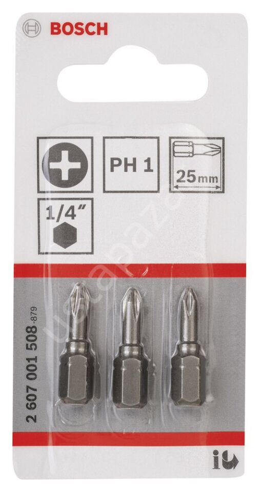 Bosch - Extra Hard Serisi Vidalama Ucu PH1*25 mm 3'lü 2607001508