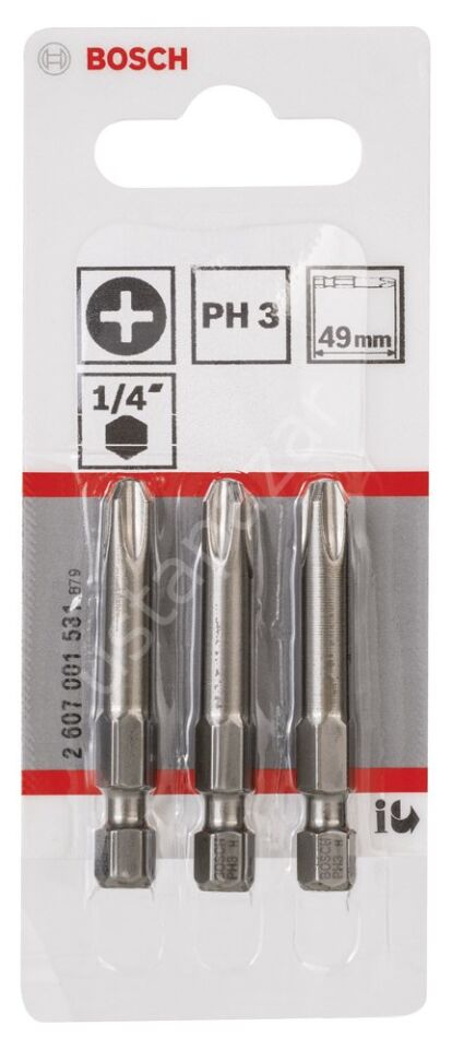 Bosch - Extra Hard Serisi Vidalama Ucu PH3*49 mm 3'lü 2607001531