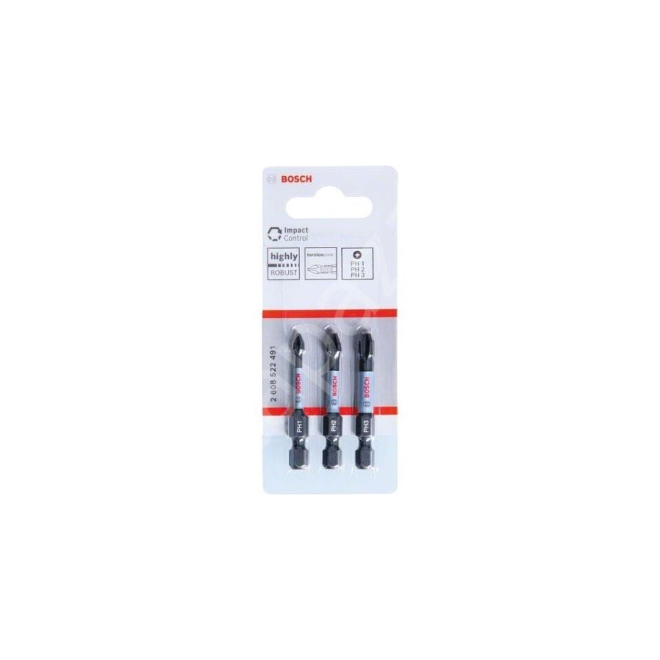 Bosch - Impact Control Serisi Vidalama Ucu PH*50 mm 3'lü Set (PH1/2/3)