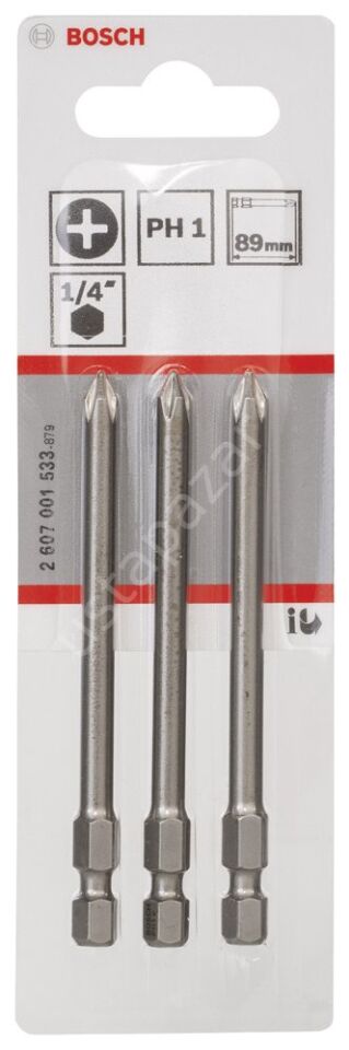Bosch - Extra Hard Serisi Vidalama Ucu PH1*89 mm 3'lü 2607001533