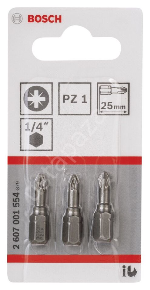 Bosch - Extra Hard Serisi Vidalama Ucu PZ 1*25 mm 3'lü 2607001554