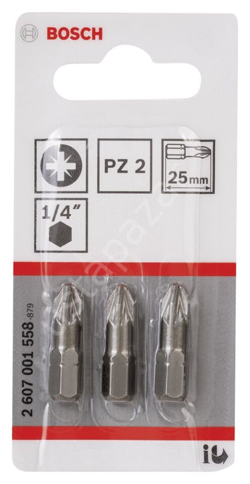 Bosch - Extra Hard Serisi Vidalama Ucu PZ 2*25 mm 3'lü 2607001558
