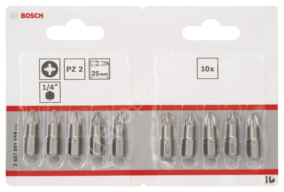 Bosch - Extra Hard Serisi Vidalama Ucu PZ 2*25 mm 10'lu 2607001559