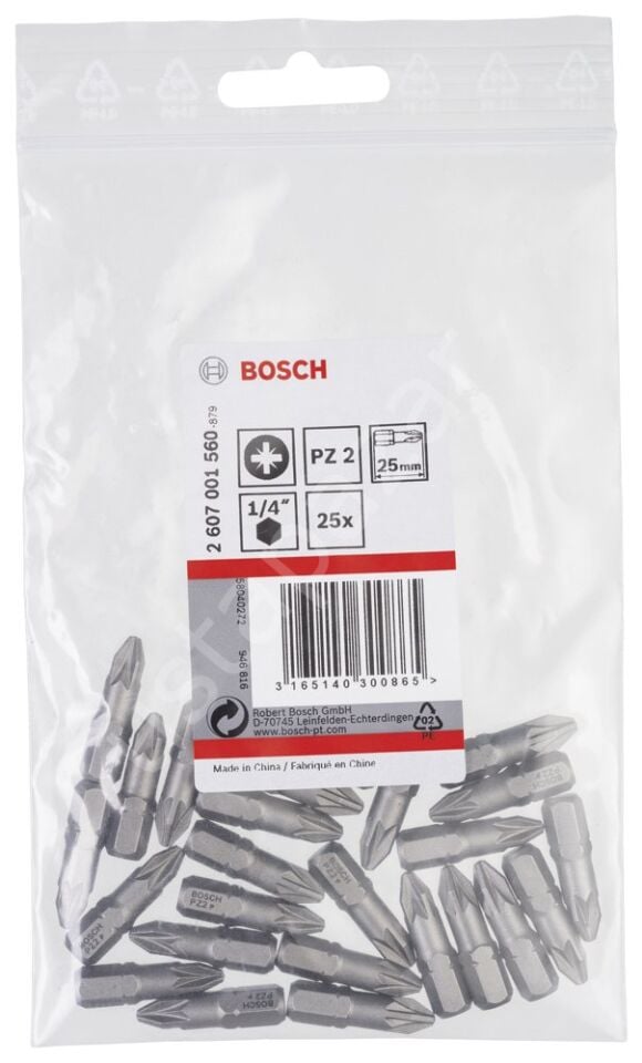 Bosch - Extra Hard Serisi Vidalama Ucu PZ 2*25 mm 25'li 2607001560
