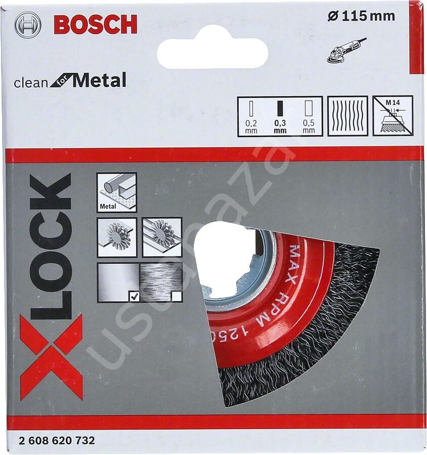 Bosch - X-LOCK - Clean Serisi Metal İçin Saçaklı Yuvarlak Fırça 115*0,3 mm 2608620732