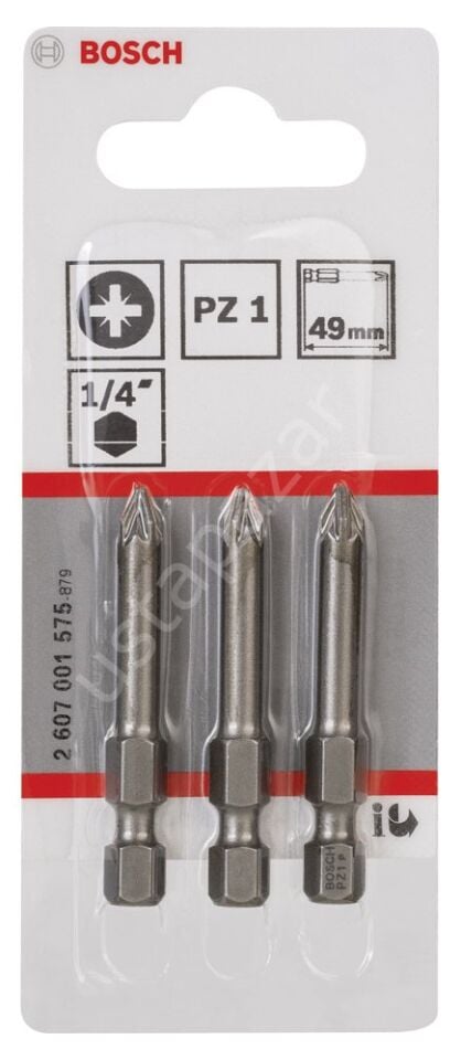Bosch - Extra Hard Serisi Vidalama Ucu PZ 1*49 mm 3'lü 2607001575