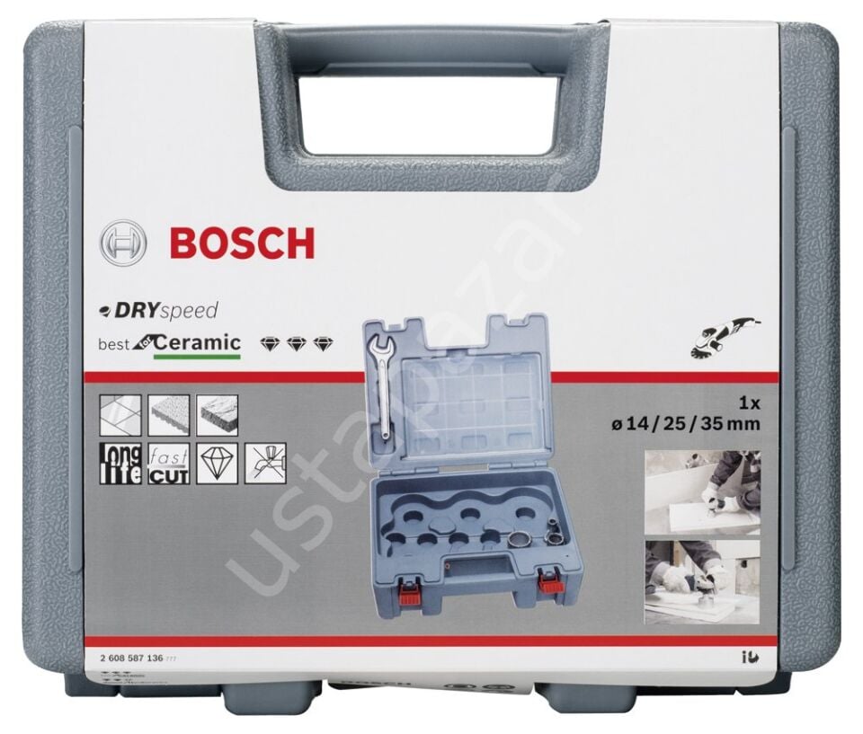 Bosch - Best Serisi, Taşlama İçin Seramik Kuru Elmas Delici 14/25/35 mm 3 Parça Set 2608587136