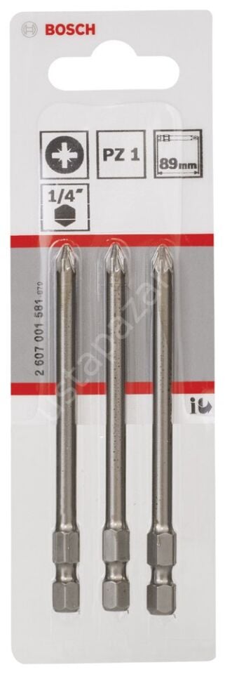 Bosch - Extra Hard Serisi Vidalama Ucu PZ 1*89 mm 3'lü 2607001581