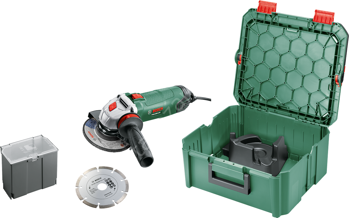 Bosch PWS 850-125 Avuç Taşlama Makinesi 850W, Disk Çapı 125 mm + System Box 06033A270A