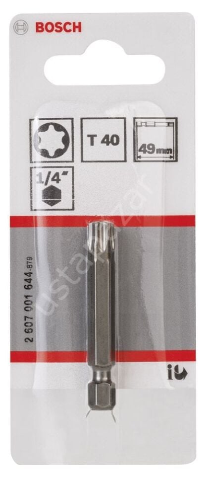 Bosch - Extra Hard Serisi Vidalama Ucu T40*49 mm 1'li 2607001644