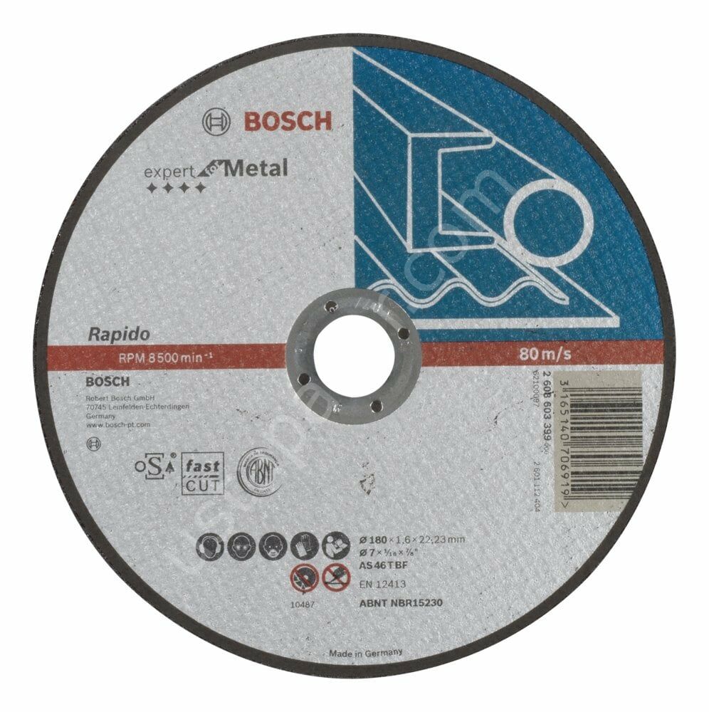 Bosch - 180*1,6 mm Expert Serisi Düz Metal Kesme Diski (Taş) - Rapido 2608603399