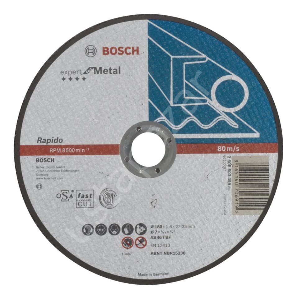 Bosch - 180*1,6 mm Expert Serisi Düz Metal Kesme Diski (Taş) - Rapido 2608603399