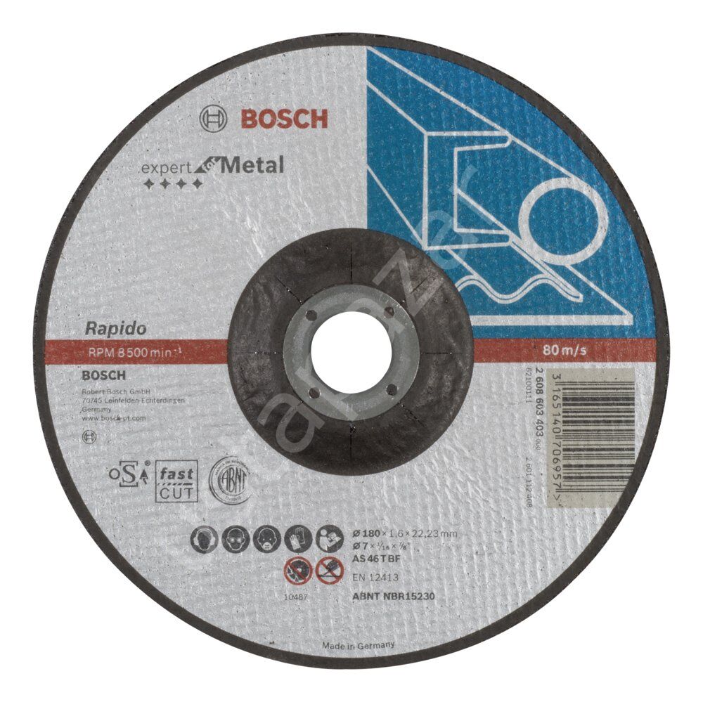 Bosch - 180*1,6mm Expert Serisi Bombeli Metal Kesme Diski (Taş) - Rapido 2608603403