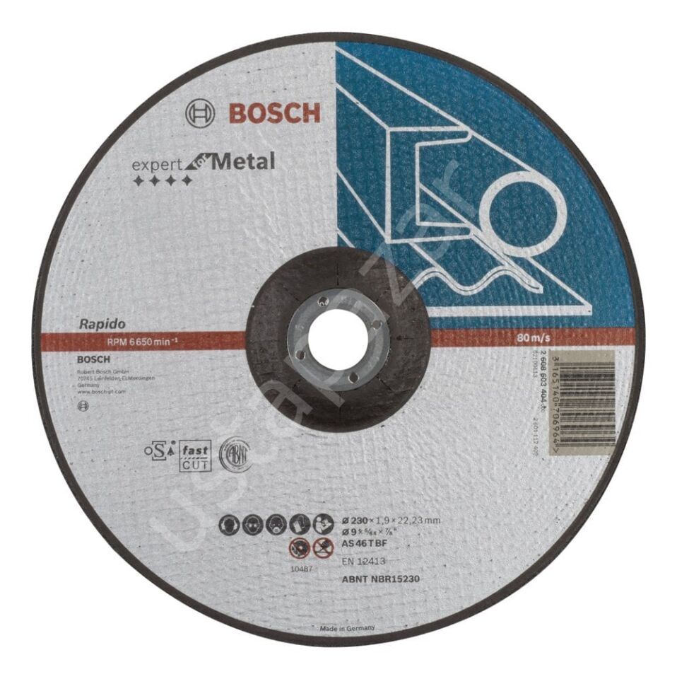 Bosch - 230*1,9mm Expert Serisi Bombeli Metal Kesme Diski (Taş) - Rapido 2608603404